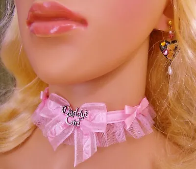 Any Size Choker Collar Pink Lace DDLG Kitten Daddy's Girl Lolita Kawaii Bell • $32.50