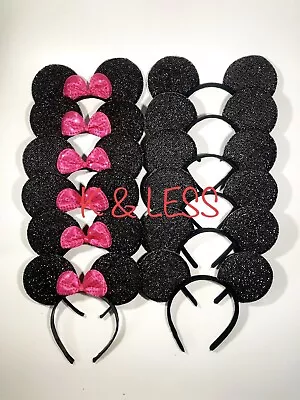 Minnie Mickey Mouse Ears Headbands 12pcs Black Red Pink Bow Party Favors Birthd • $14.90