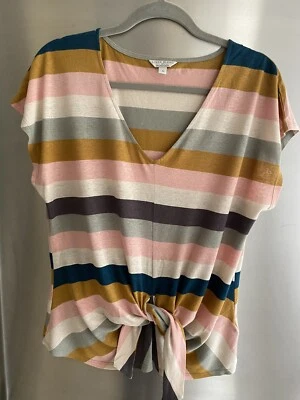 £7.99 • Buy Monsoon Linen Blend Top With Tie Front, Size M