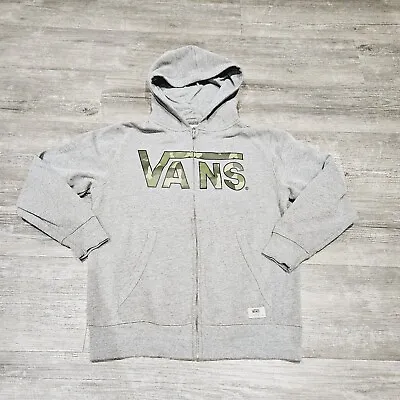 VANS Men's Grey Camo Print Large Logo Zip Up Hoodie Tracksuit Jacket Size Small  • £11.99