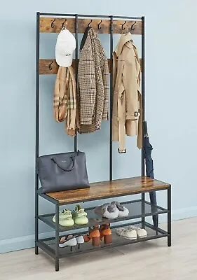 £59.99 • Buy Industrial Style Coat Rack Shoe Storage Bench Coat Rack Hallway Furniture