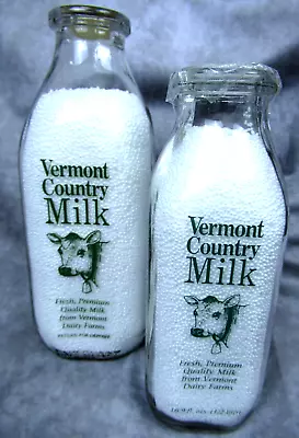 (2)  Vermont Country Milk Dairy Bottles +  Thele's Dairy Inc. N.Tonawanda NY Cap • $16.95