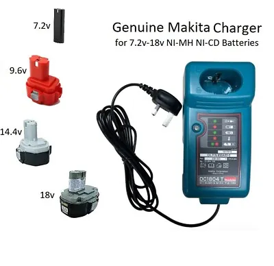 Makita Battery Fast Charger DC1804T Genuine NiMH NiCd 7.2V 9.6V 12V 14.4V 18V • £18.95