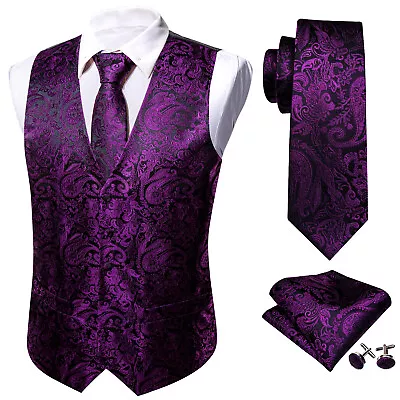 NEW Men's Paisley Design Dress Vest And Neck Tie Hankie Set For Suit Or Tuxedo • $24.99