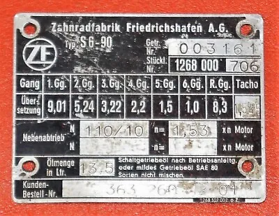 $21.32 • Buy Old Small Classic Car Types Shield Zahnradfabrik Friedrichshafen Ag S 6-90