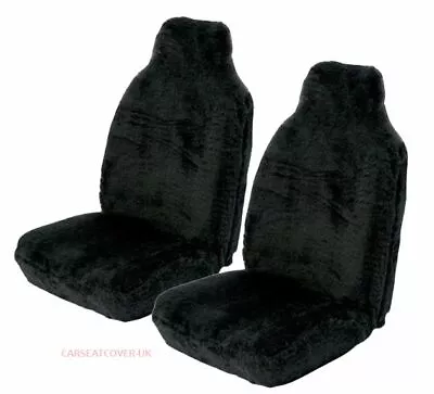 For VOLVO S70 - Front Pair Of Luxury Plain Black Faux Fur Furry Car Seat Covers • $65.66
