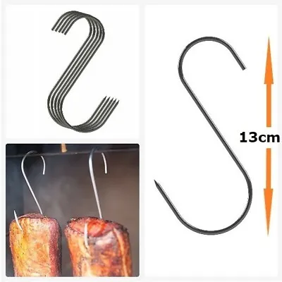 £6.50 • Buy  Pack Of 5  S  Shaped Strong Meat Smokehouse Hooks Butchers Hooks 13 Cm