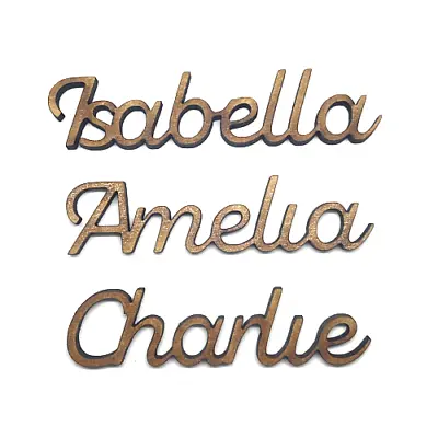 Wooden Name Personalised 4mm Thick Wedding Names Wooden Letters Scrapbook Craft • £3.40