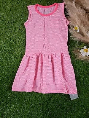 Primark Baby Girls 9-12M Pink White Striped Sleeveless Dress  • £3.85