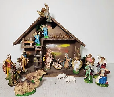 Vintage Nativity Set Made In Italy  Creche Stable 20 Pieces Christmas 1968 • $45.50