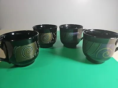 Arcoroc Tampico - France - Set Of  (4) Cups 2 7/8  X 3  Blue Green Gold  • $12.30