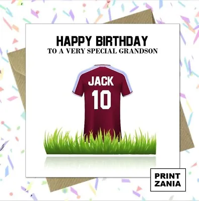 £2.99 • Buy Personalised West Ham Hammers Football Birthday Card Son Grandson Dad ADM