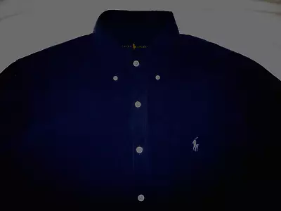 Ralph Lauren Mens Usa Designer Nice Quality Navy Blue  Short Shirt  Med Slim Vgc • $29.99