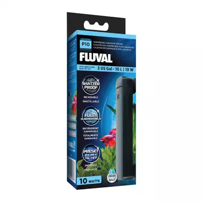 Fluval P10 Submersible Aquarium Fish Tank Heater 10W Shatter Proof Preset Heater • $33.95