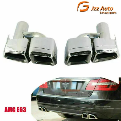 Square Double Slant Tailpipe Exhaust Tips For MERCEDES BENZ E63 AMG S.S304 • $231.23