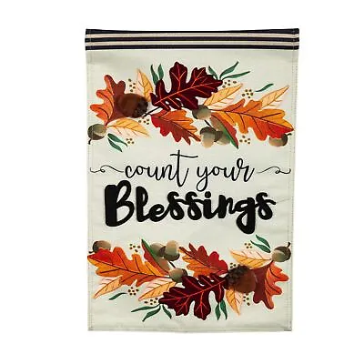 EvergreenThanksgivingCount Your Blessings Garden Burlap Flag12.5x18 Inches • $15.99
