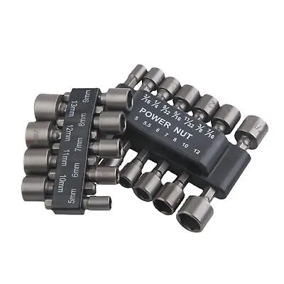 9/14 Pcs Nut Socket Hexagonal Shank Hex 1/4  Screw Metric Driver Tool Set 5-12mm • $9.96