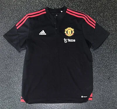 Adidas Manchester United Player Staff Issue Polo Shirt - XL - Blk/Rd • £9.95
