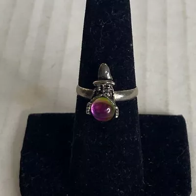 Silver Tone Ring Wizard Holding Stone Size 6.75 • $11.99