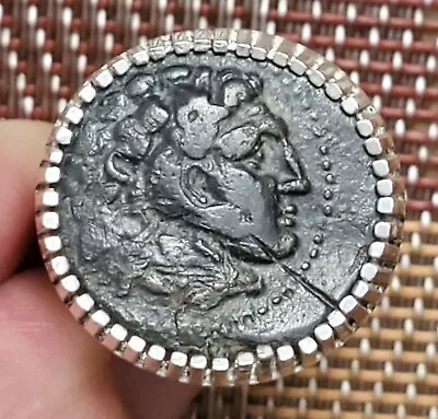 Alexander The Great Authentic Ancient Greek Coin 925 Solid Silver Ring With COA • $319.95