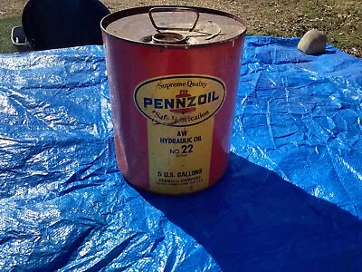 Vintage Pennzoil Can 5 Gallon Aw Hydraulic Oil Petroleum Can • $29.99