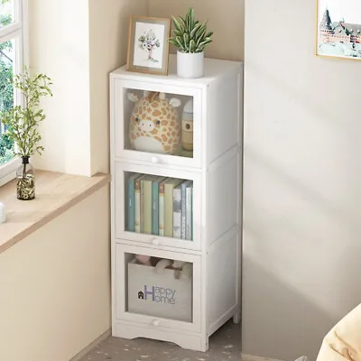 3 Cube Storage Display Cabinet With Doors Freestanding Utility Cupboard Bookcase • £41.95
