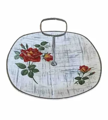 Vintage Midwinter Stylecraft Fashion Shape Cake Plate & Handle Red Rose Marie • £12.95