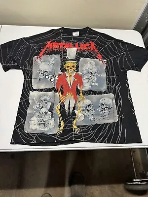 Metallica 1997 Poor Me Tour Concert T Shirt W/ Original Ticket Stub XL Pushead • $510