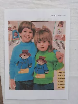 VTG Child's Christmas Jumper  Paddington Bear   Knitting Pattern Age 1 - 12 DK • £4.50