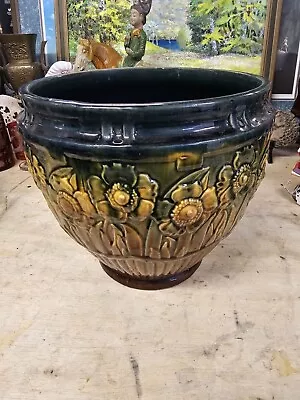 Antique Majolica Jardinière With Floral Decoration • $145