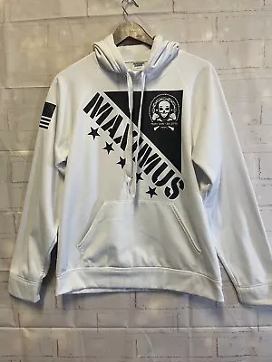 Muay Thai Maximus Hoodie White With Black Logo Pullover Men's Medium • $29.99