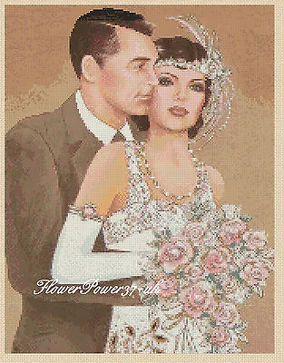Cross Stitch Chart   Art Deco Lady / Couple No 138 FlowerPower37-uk • £4.85