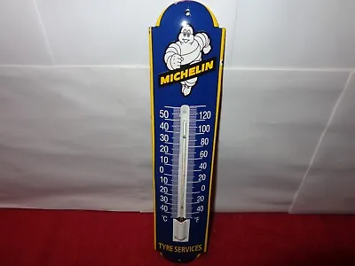 Michelin Man Tire Thermometer Advertising Sign Heavy Porcelain Metal Unused Z-33 • $89.99