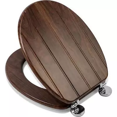 Croydex Molvena Flexi-Fix Wooden Toilet Seat Walnut - WL610477H • £40