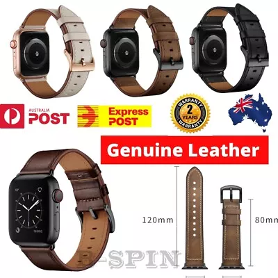 $15.99 • Buy Genuine Leather Strap Watch Band For Apple IWatch Series 7 6 5 4 3 21 SE 38-45MM