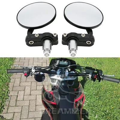 Motorcycle Round 7/8  Bar End Side Mirror For Honda CRF250 450 125 150 Dirt Bike • $17.09