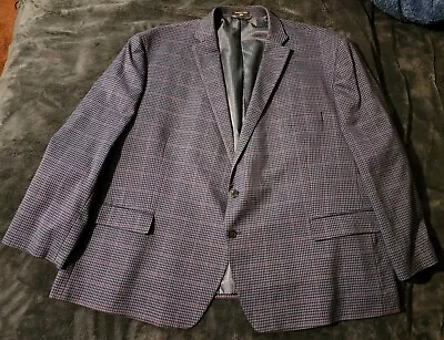 NEW Shaquille O'Neal Blue Plum Plaid Sports Coat Jacket Blazer Sz 58S Big XLG • $55