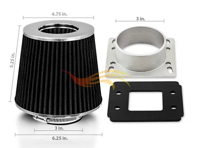 Mass Air Flow Sensor Intake Adapter + BLACK Filter For 90-93 Mazda Miata 1.6L L4 • $21.99