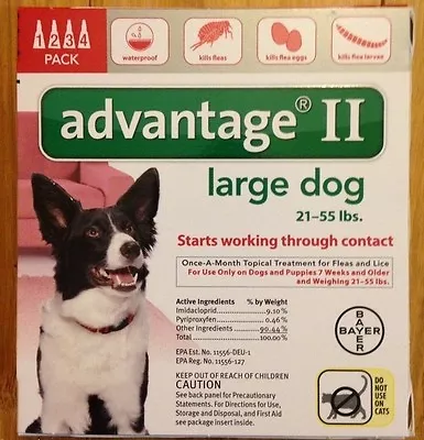 K9 K-9 Advantage II Dogs 4 Pack Flea Lice Medicine 21-55 Pounds US EPA Approved • $49.99