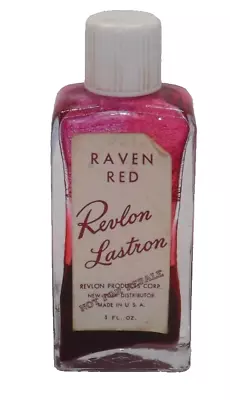 Vintage 1950's Revlon Lastron Nail Polish 1 Fl. Oz. Glass Bottle Raven Red Rare • $54.95