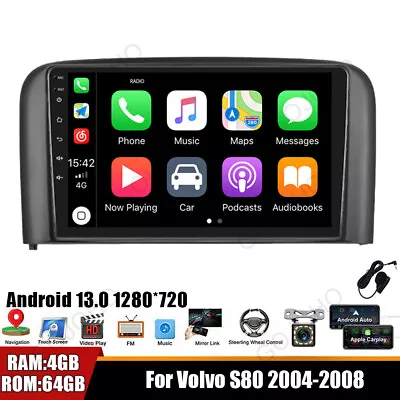 64GB For Volvo S80 2004-08 Android 13 Car Stereo Navi Radio GPS Wireless Carplay • $190.89