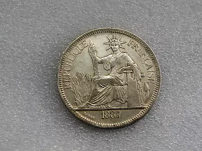 FRANCE FRENCH INDO-CHINA VIETNAM 1887-A PIASTRE SILVER COIN Km 5a.1  XF • $189.99