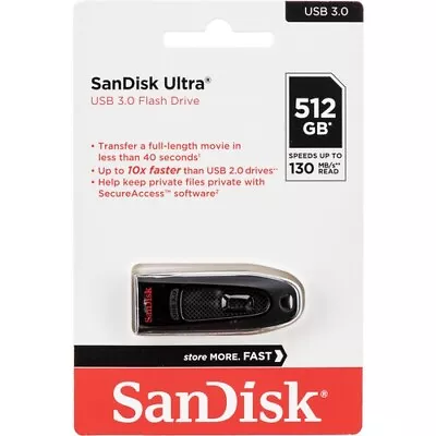 SanDisk 512GB Ultra USB 3.0 130MB/s Thumb Pen Flash Pen Drive SDCZ48-512G • $35.95