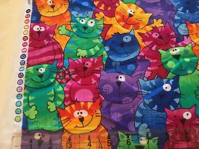 Cotton Fabric 18” NEW Cats Novelty Quilting Sewing I Spy Blue Purple Pink Orange • $5