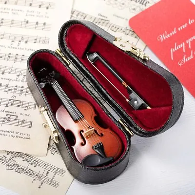 Worlds Smallest Miniature Violin Case Instrument Tiny Wooden Gag Gift Desk Toy   • $19.99