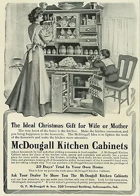 McDougall Kitchen Cabinets Woman Little Boy Indianapolis 1905 Antique Print Ad • $9.88