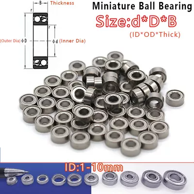 Miniature Ball Bearings Small Micro Mini 1/1.5/2/2.5/3/4/5/6/8/10mm Inner Dia • $18.99