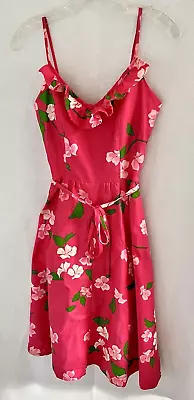 Malia Honolulu Vintage 60's-70's Floral Pink Green & White Sun Dress - Size 4 • $85