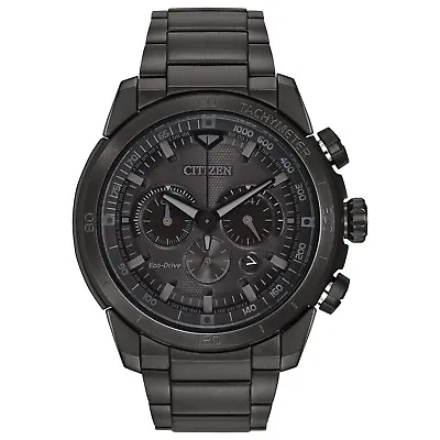 Citizen Eco-Drive Men's Ecosphere Chronograph Black Band Watch 48mm CA4184-81E • $236.99