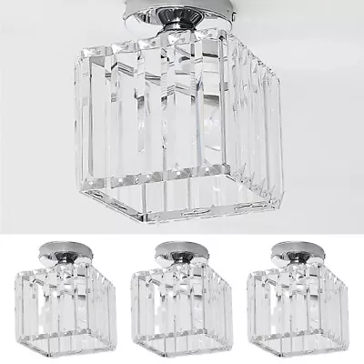 Modern Square Crystal Shade Flush Mount Ceiling Light Fixture Entryway Hallway • $14.92
